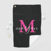 Monogrammed Golf Gifts Golfer Elegant Player Pink Golfhanddoek (Insitu)
