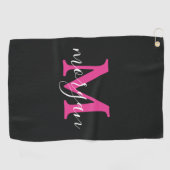 Monogrammed Golf Gifts Golfer Elegant Player Pink Golfhanddoek (Horizontaal)