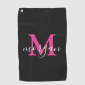 Monogrammed Golf Gifts Golfer Elegant Player Pink Golfhanddoek (Voorkant)