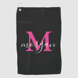 Monogrammed Golf Gifts Golfer Elegant Player Pink Golfhanddoek