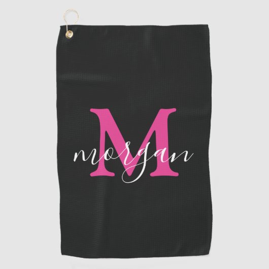 Monogrammed Golf Gifts Golfer Elegant Player Pink Golfhanddoek (Voorkant)