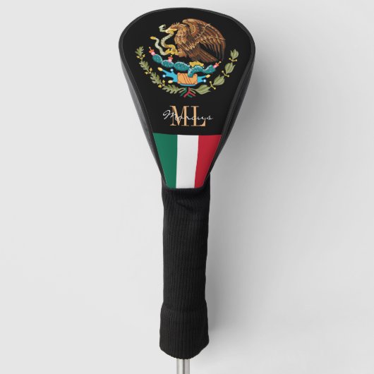Monogrammed Golf, Mexico Eagle & Mexicaanse vlag Golfheadcover (Voorkant)