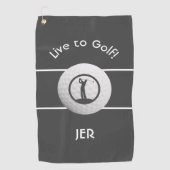 Monogrammed Golf Player Sports Quote Dark Grey Golfhanddoek (Voorkant)