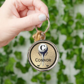 Monogrammed Golf T-shirt Gold Sleutelhanger (Hand)