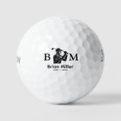 Monogrammed Golfer Naam Black Logo Golfballen (Voorkant)
