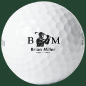 Monogrammed Golfer Naam Black Logo Golfballen