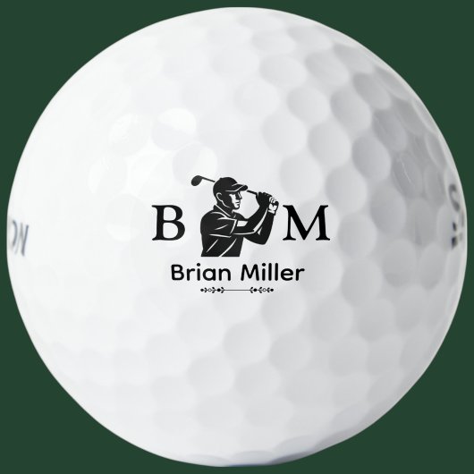 Monogrammed Golfer Naam Black Logo Golfballen