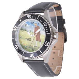 Monogrammed  golfer watch horloge