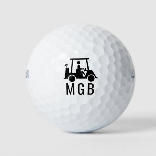 Monogrammed Golfkar Silhouet Aangepaste Initialen Golfballen (Voorkant)