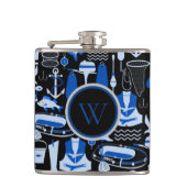 Monogrammed Gone Vist Blue Pattern Heupfles (Voorkant)