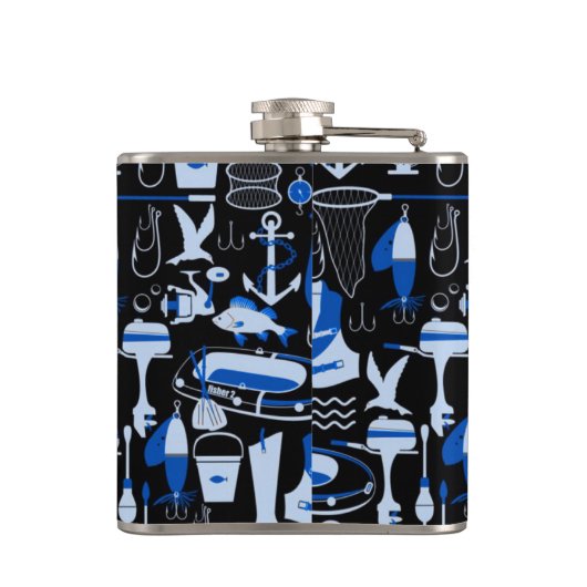 Monogrammed Gone Vist Blue Pattern Heupfles (Achterkant)