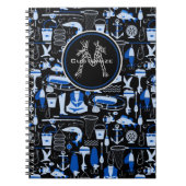 Monogrammed Gone Vist Blue Pattern Notitieboek (Voorkant)