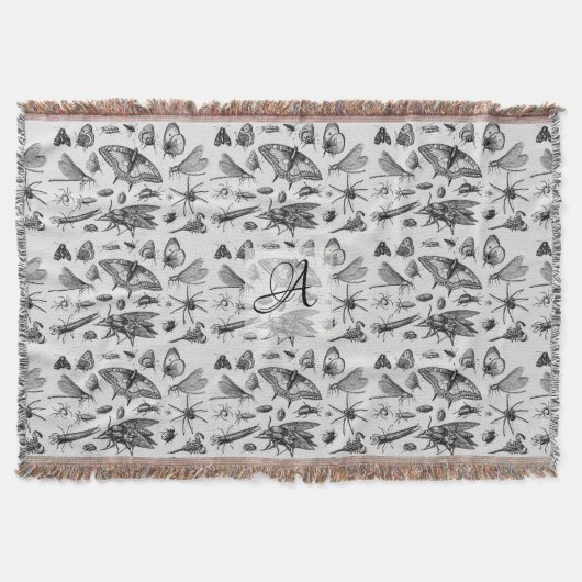 Monogrammed GOTHIC BUGS  Insect Black Deken (Voorkant)