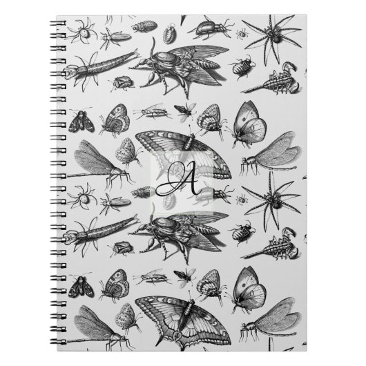 Monogrammed GOTHIC BUGS  Insect Black Notitieboek (Voorkant)