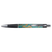 Monogrammed Goud & Blauwgroen Luxe Marmer Pen (Achterkant)