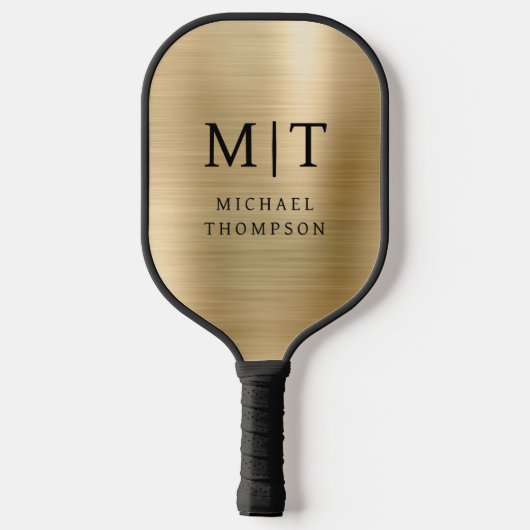 Monogrammed goud geborsteld Metallic Elegant Moder Pickleball Paddle (Achterkant)