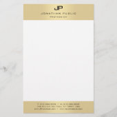 Monogrammed Goud Wit Moderne Elegante Sjabloon Briefpapier (Voorkant)