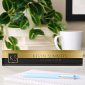 Monogrammed Goud & Zwart Modern Ontwerp Naambordje