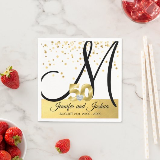 Monogrammed gouden 50ste bruiloft Jubileum Servet (Insitu)