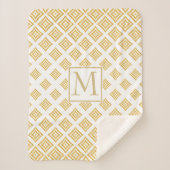 Monogrammed Gouden Glitter Rhomboid Sherpa Deken (Voorkant)