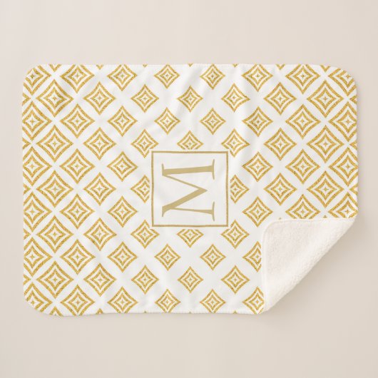 Monogrammed Gouden Glitter Rhomboid Sherpa Deken (Voorkant (horizontaal))
