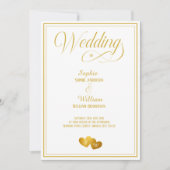 Monogrammed gouden hart bruiloft kaart (Voorkant)