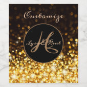 Monogrammed Gouden Sparkle Wijn Etiket (Enkel label)