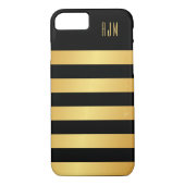 Monogrammed gouden strepen over zwarte achtergrond Case-Mate iPhone case (Achterkant)