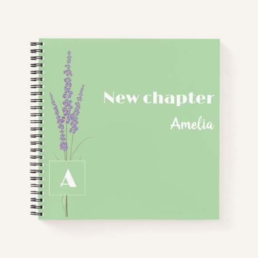 Monogrammed Graceful Pensioen naam licht groen Notitieboek (Voorkant)