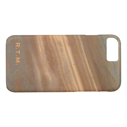 Monogrammed Granite en Copper iPhone 7 Hoesje (Achterkant (Horizontaal))