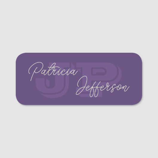 Monogrammed Grape Violet: handgeschreven kalligraf Naamplaatje (Voorkant)