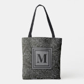 Monogrammed Gray and Black William Morris Foliage Tote Bag (Achterkant)