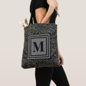 Monogrammed Gray and Black William Morris Foliage Tote Bag (Dichtbij)