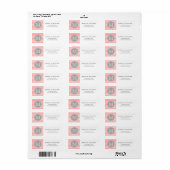 Monogrammed Gray and Coral Pink Chevron Etiket (Full Sheet)