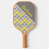 Monogrammed Gray And Yellow Pickleball Paddle (Voorkant)