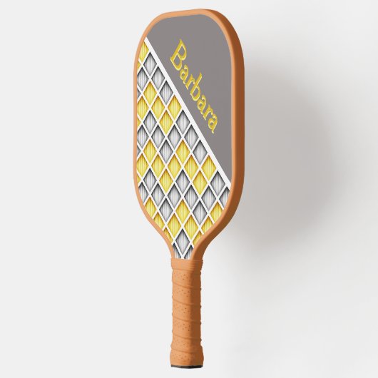 Monogrammed Gray And Yellow Pickleball Paddle (Links)