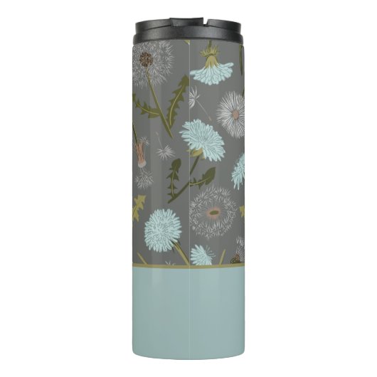 Monogrammed Gray Blue Dandelion Flowers Thermosbeker (Achterkant)