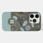 Monogrammed Gray Blue Dandelion Whimsical Flowers Case-Mate iPhone Case (Achterkant (horizontaal))