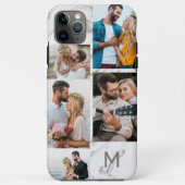 Monogrammed Gray Marmer 5 Foto Collage Case-Mate iPhone Case (Achterkant)