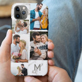 Monogrammed Gray Marmer 5 Foto Collage Case-Mate iPhone Case