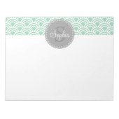 Monogrammed Gray Mint Modern Pattern Notitieblok (Voorkant)