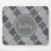 Monogrammed Gray Modern Lattice Pattern Muismat (Voorkant)