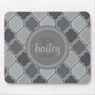 Monogrammed Gray Modern Lattice Pattern Muismat