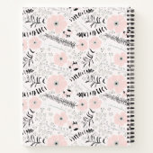 Monogrammed Gray Pink Patterned Whimsical Flowers Notitieboek (Achterkant)