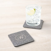 Monogrammed Gray Terrazzo Stone Bier Onderzetter (Rechterzijde)