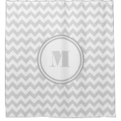 Monogrammed Gray White Striped Chevron Pattern Douchegordijn (Voorkant)