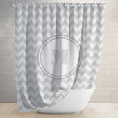 Monogrammed Gray White Striped Chevron Pattern Douchegordijn