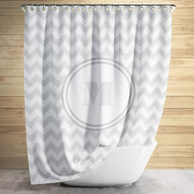 Monogrammed Gray White Striped Chevron Pattern