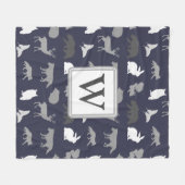 Monogrammed - Gray Woodland Creats Fleece Deken (Voorkant (Horizontaal))