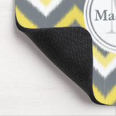 Monogrammed Gray Yellow Ikat Chevron Pattern Muismat (Hoek)